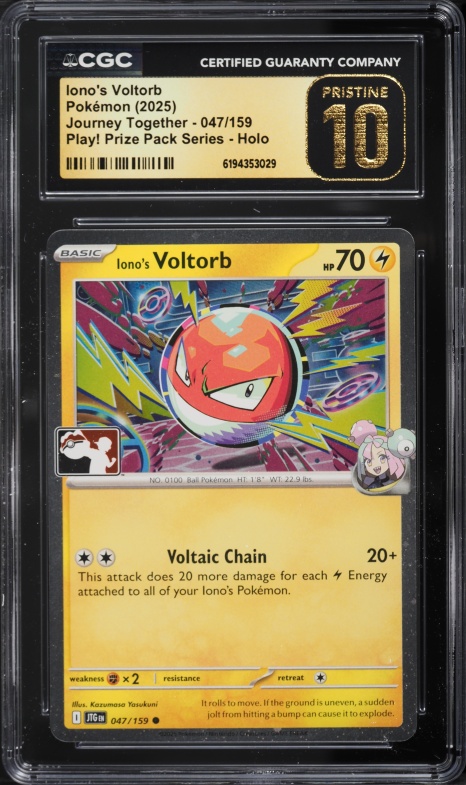2025 Pokemon SV Journey Together Play! Prize Pack Series Holo Iono's Voltorb #047 CGC 10