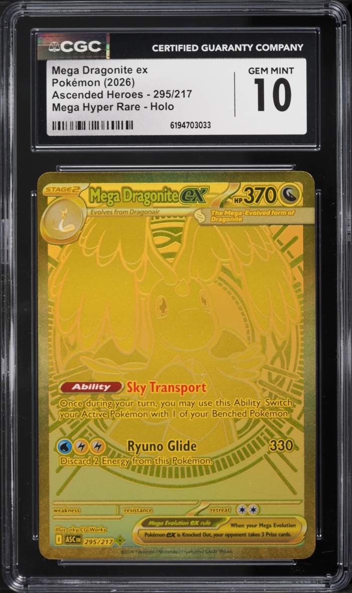 2026 Pokemon Mega Evolution Ascended Heroes Gold Rare Mega Dragonite Ex #295 CGC 10 GEM MINT