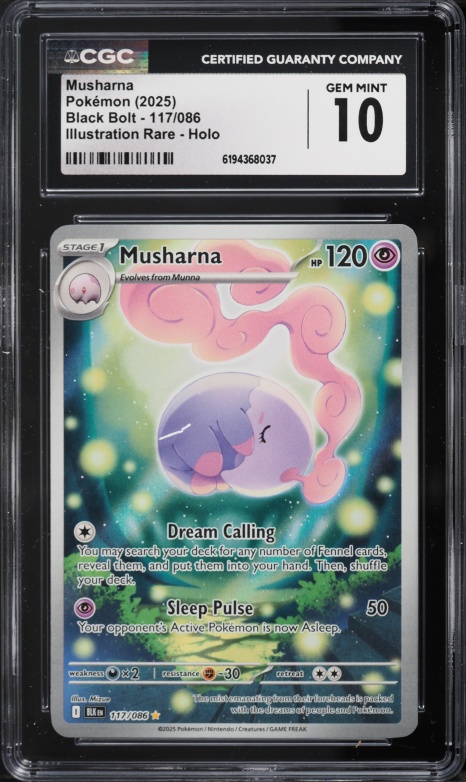 2025 Pokemon Scarlet & Violet Black Bolt IR Musharna #117 CGC 10 GEM MINT