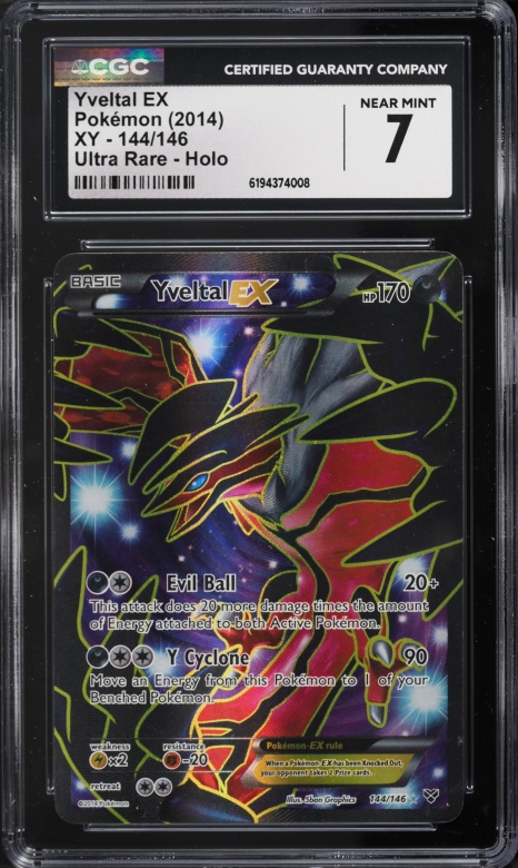 2014 Pokemon XY Full Art Yveltal EX #144 CGC 7 NRMT