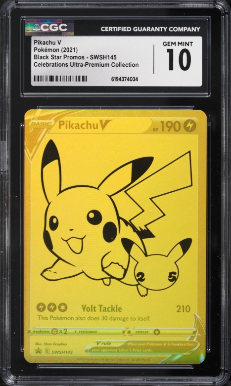 2021 Pokemon Sword & Shield Promo Celebrations Ultra Premium Full Art Pikachu V #SWSH145 CGC 10