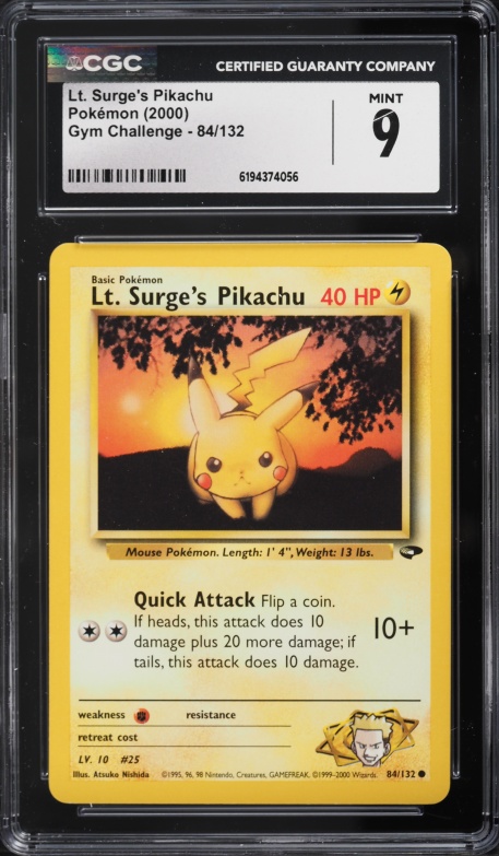 2000 Pokemon Gym Challenge Lt. Surge's Pikachu #84 CGC 9 MINT