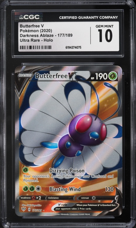 2020 Pokemon Sword & Shield Darkness Ablaze Full Art Butterfree V #177 CGC 10 GEM MINT