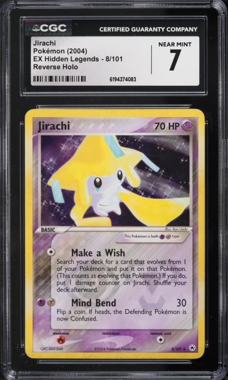 2004 Pokemon EX Hidden Legends Reverse Holo Jirachi #8 CGC 7 NRMT