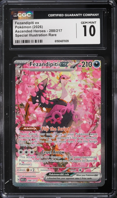 2026 Pokemon Mega Evolution Ascended Heroes SIR Fezandipiti Ex #288 CGC 10 GEM MINT