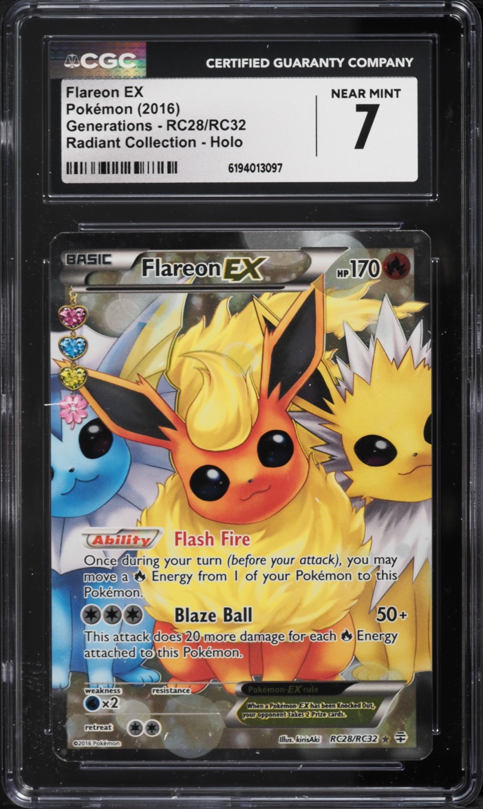 2016 Pokemon XY Generations Radiant Collection Full Art Flareon EX #RC28 CGC 7 NRMT