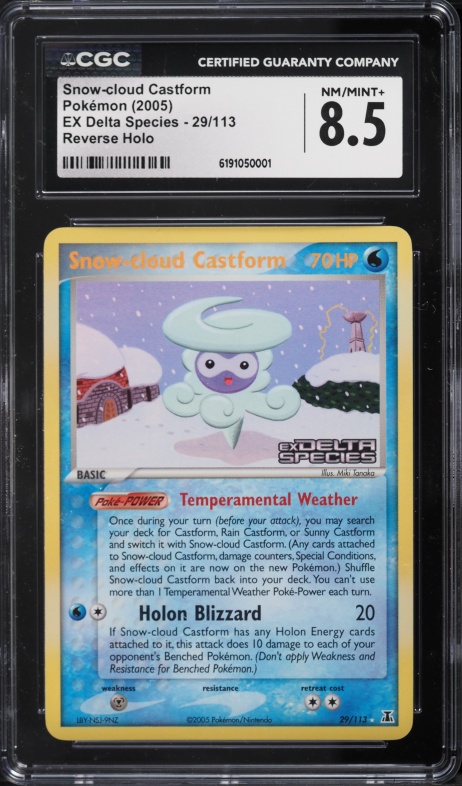 2005 Pokemon EX Delta Species Reverse Holo Snow-Cloud Castform #29 CGC 8.5 NM-MT+