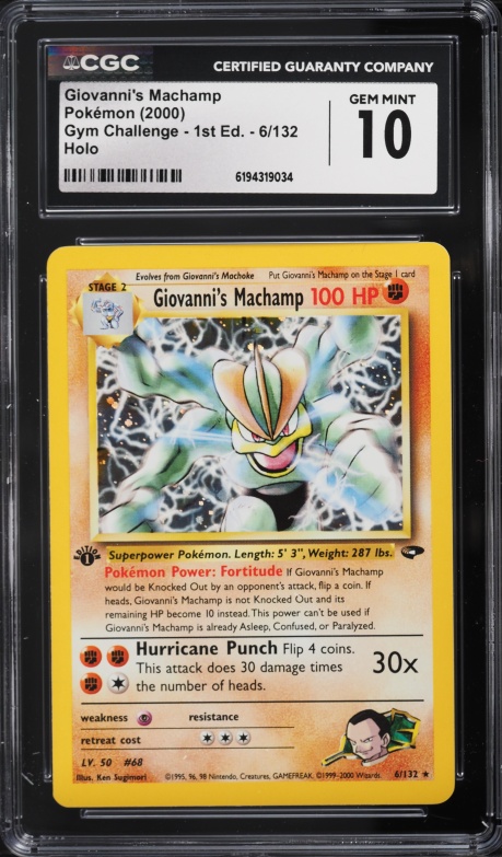 2000 Pokemon Gym Challenge 1st Edition Holo Giovanni's Machamp #6 CGC 10 GEM MINT