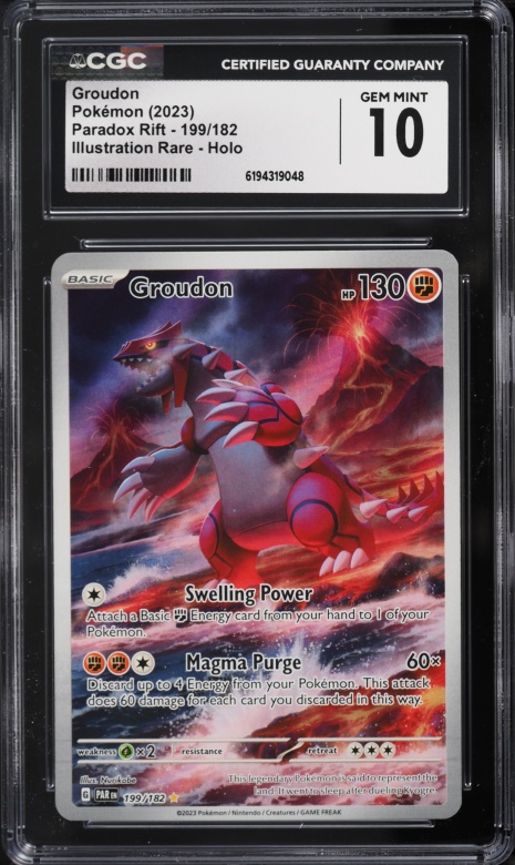 2023 Pokemon Scarlet & Violet Paradox Rift IR Groudon #199 CGC 10 GEM MINT