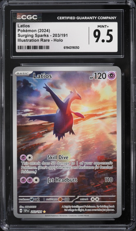 2024 Pokemon Scarlet & Violet Surging Sparks IR Latios #203 CGC 9.5 MINT+
