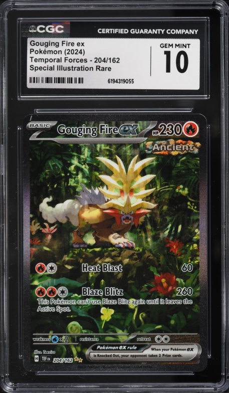 2024 Pokemon Scarlet & Violet Temporal Forces SIR Gouging Fire ex #204 CGC 10 GEM MINT