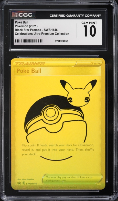 2021 Pokemon Sword & Shield Promo Celebrations Ultra Premium Full Art Poke Ball #SWSH146 CGC 10