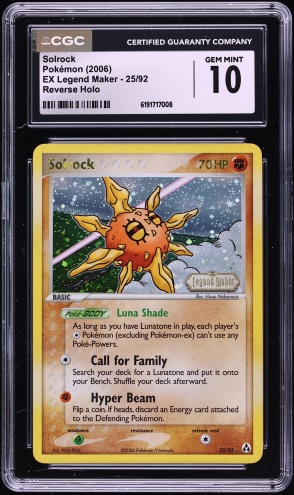 2006 Pokemon EX Legend Maker Reverse Holo Solrock #25 CGC 10 GEM MINT