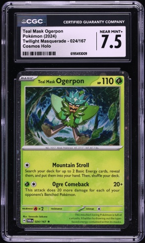 2024 Pokemon SV Twilight Masquerade Cosmos Holo Teal Mask Ogerpon #24 CGC 7.5 NRMT+