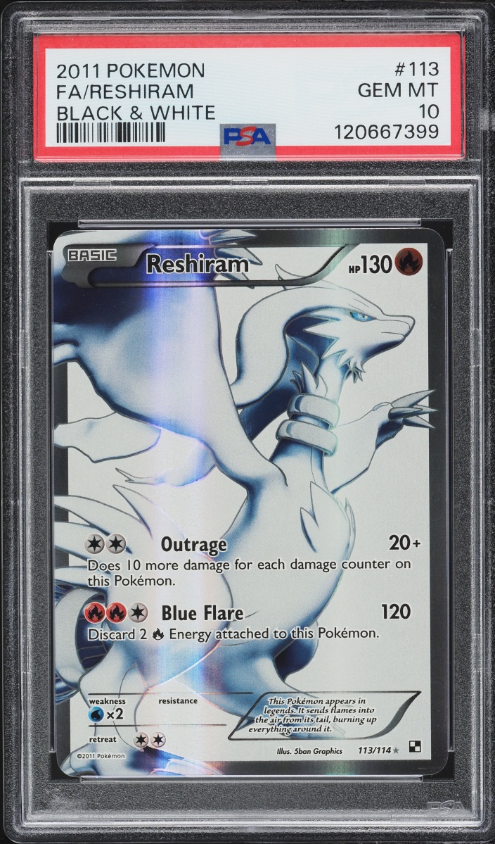2011 Pokemon Black & White Full Art Reshiram #113 PSA 10 GEM MINT