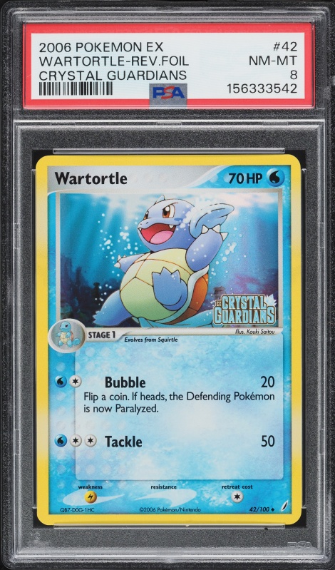 2006 Pokemon EX Crystal Guardians Reverse Holo Wartortle #42 PSA 8 NM-MT