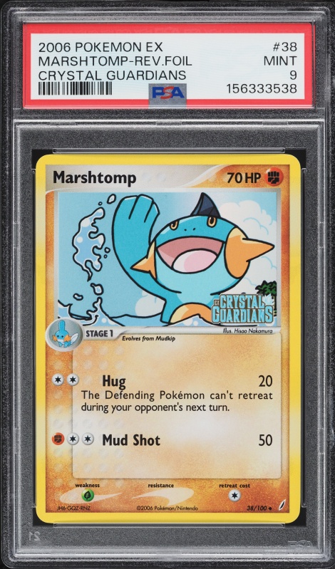 2006 Pokemon EX Crystal Guardians Reverse Holo Marshtomp #38 PSA 9 MINT