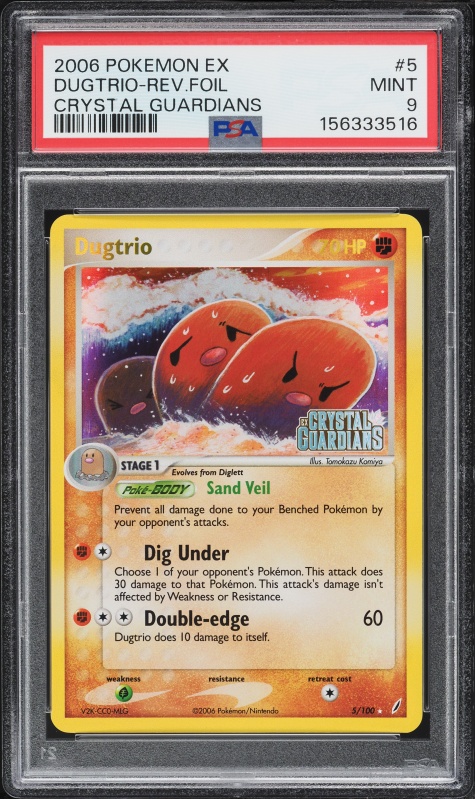 2006 Pokemon EX Crystal Guardians Reverse Holo Dugtrio #5 PSA 9 MINT