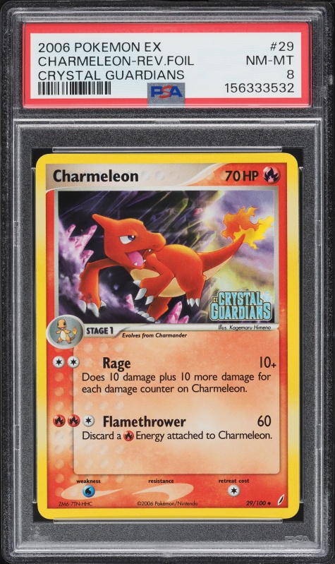 2006 Pokemon EX Crystal Guardians Reverse Holo Charmeleon #29 PSA 8 NM-MT