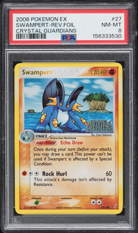 2006 Pokemon EX Crystal Guardians Reverse Holo Swampert #27 PSA 8 NM-MT