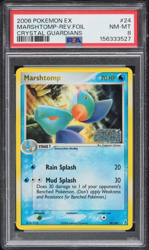 2006 Pokemon EX Crystal Guardians Reverse Holo Marshtomp #24 PSA 8 NM-MT