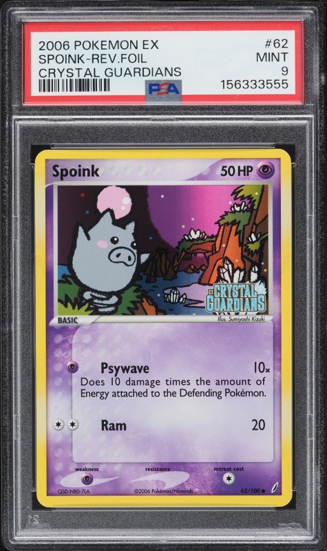 2006 Pokemon EX Crystal Guardians Reverse Holo Spoink #62 PSA 9 MINT