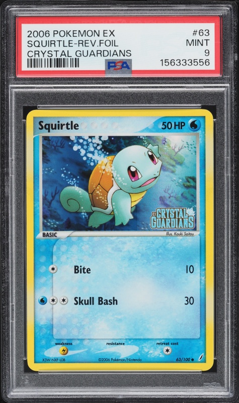 2006 Pokemon EX Crystal Guardians Reverse Holo Squirtle #63 PSA 9 MINT