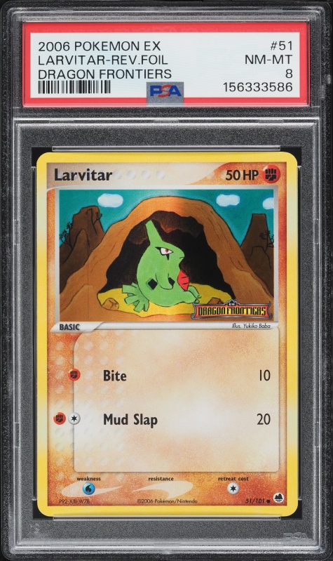 2006 Pokemon EX Dragon Frontiers Reverse Holo Larvitar #51 PSA 8 NM-MT