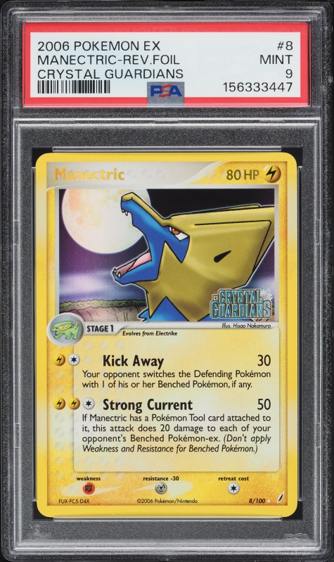 2006 Pokemon EX Crystal Guardians Reverse Holo Manectric #8 PSA 9 MINT