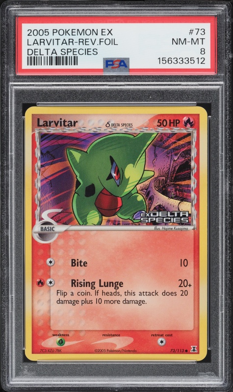 2005 Pokemon EX Delta Species Reverse Holo Larvitar #73 PSA 8 NM-MT