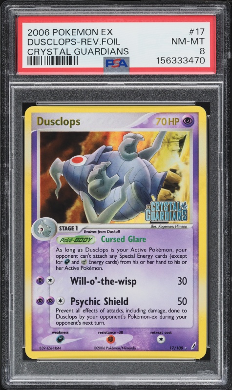2006 Pokemon EX Crystal Guardians Reverse Holo Dusclops #17 PSA 8 NM-MT