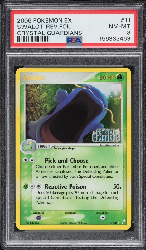 2006 Pokemon EX Crystal Guardians Reverse Holo Swalot #11 PSA 8 NM-MT