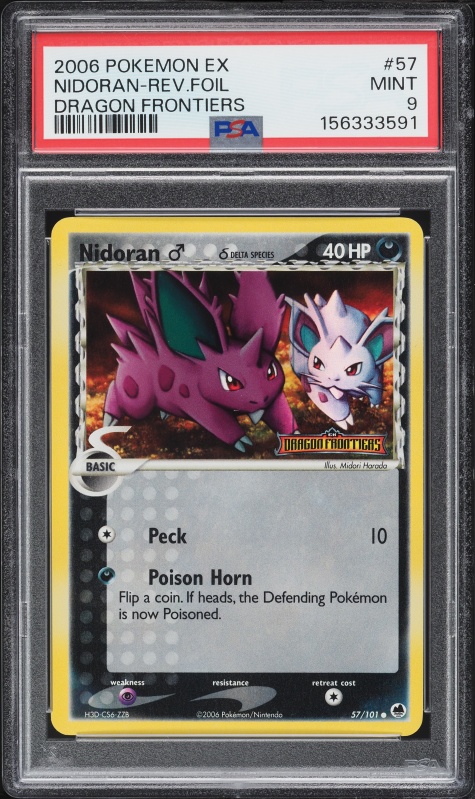 2006 Pokemon EX Dragon Frontiers Reverse Holo Nidoran #57 PSA 9 MINT