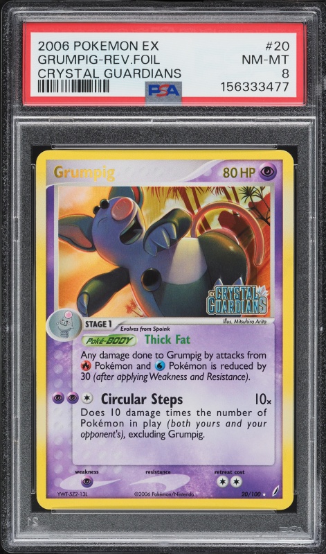 2006 Pokemon EX Crystal Guardians Reverse Holo Grumpig #20 PSA 8 NM-MT
