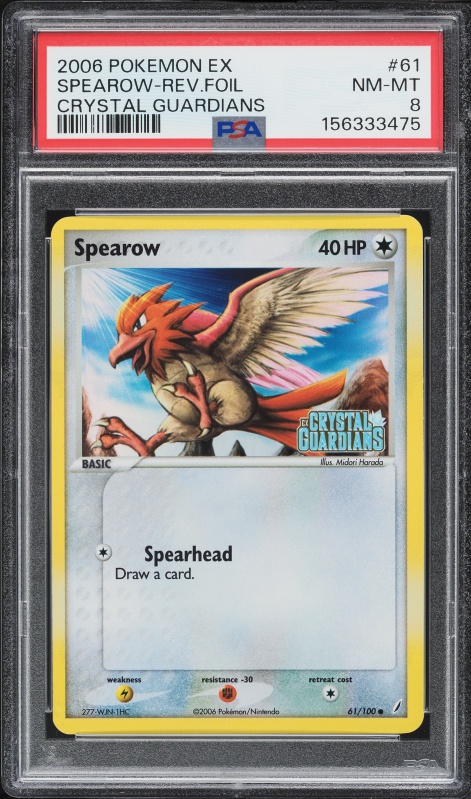 2006 Pokemon EX Crystal Guardians Reverse Holo Spearow #61 PSA 8 NM-MT