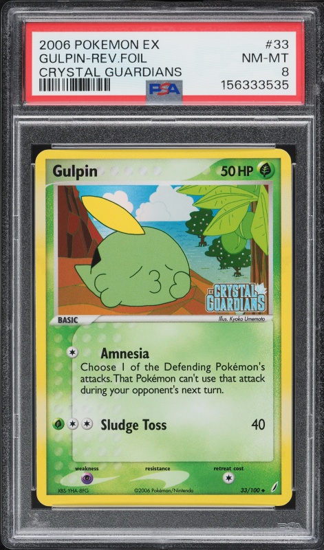2006 Pokemon EX Crystal Guardians Reverse Holo Gulpin #33 PSA 8 NM-MT