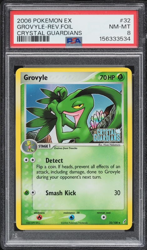 2006 Pokemon EX Crystal Guardians Reverse Holo Grovyle #32 PSA 8 NM-MT
