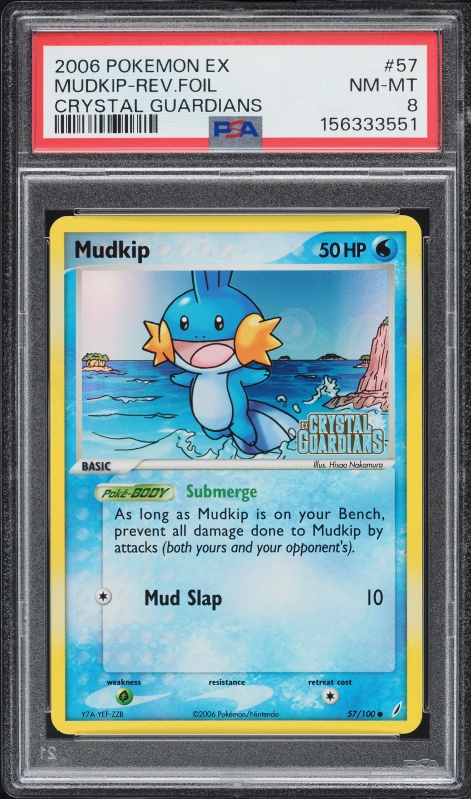 2006 Pokemon EX Crystal Guardians Reverse Holo Mudkip #57 PSA 8 NM-MT