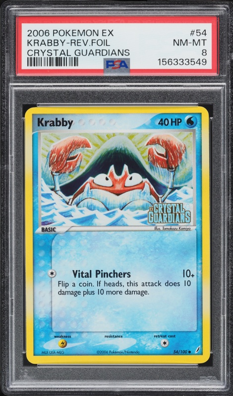 2006 Pokemon EX Crystal Guardians Reverse Holo Krabby #54 PSA 8 NM-MT