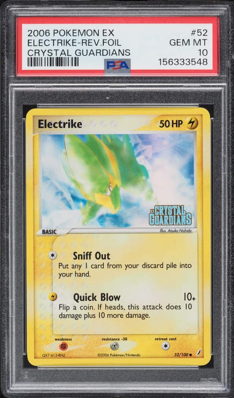 2006 Pokemon EX Crystal Guardians Reverse Holo Electrike #52 PSA 10 GEM MINT
