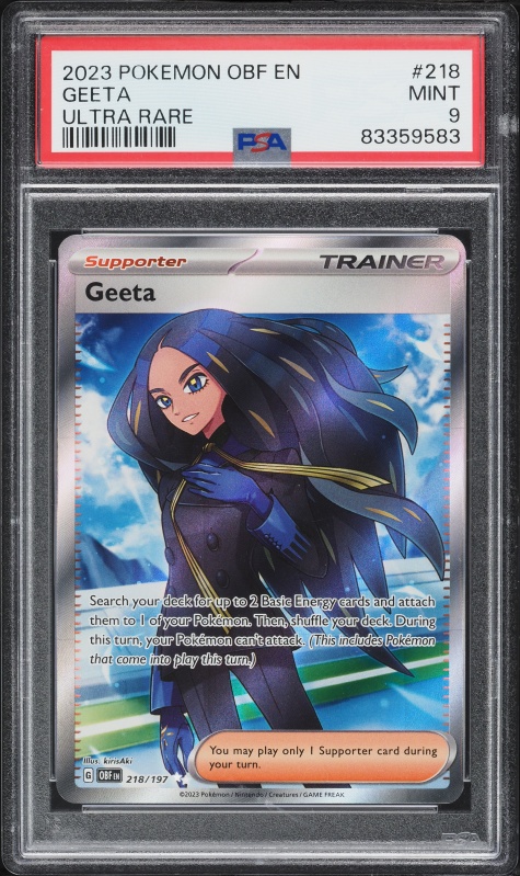 2023 Pokemon Scarlet & Violet Obsidian Flames Full Art Geeta #218 PSA 9 MINT