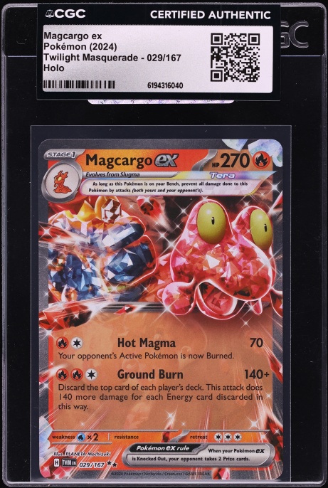 2024 Pokemon Scarlet & Violet Twilight Masquerade Holo Magcargo EX #29 CGC AUTH