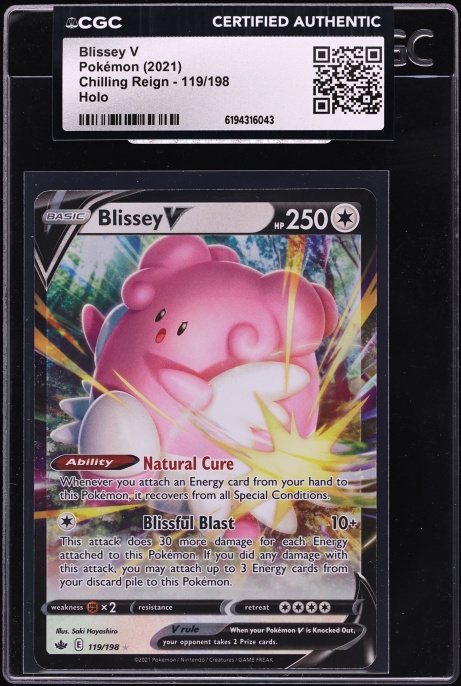 2021 Pokemon Sword & Shield Chilling Reign Holo Blissey V #119 CGC AUTH