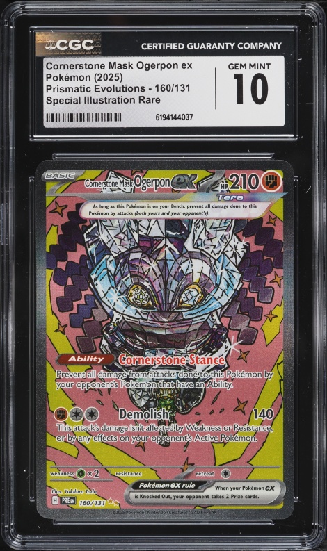 2025 Pokemon SV Prismatic Evolutions SIR Cornerstone Mask Ogerpon EX #160 CGC 10 GEM MINT