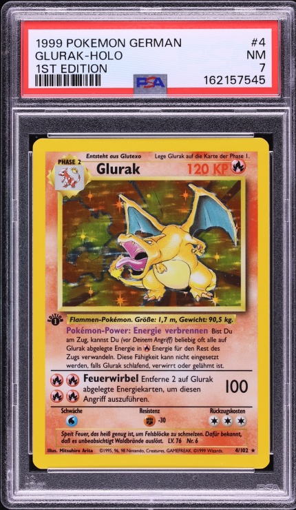 1999 Pokemon German Base Set 1st Edition Holo Charizard #4 PSA 7 NRMT