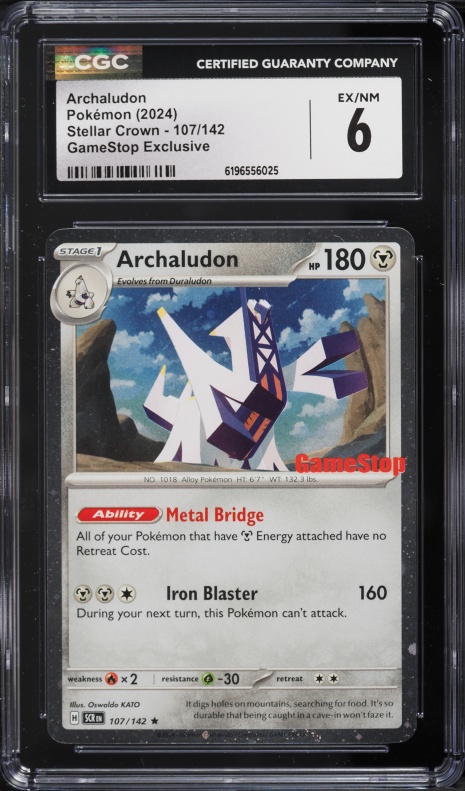 2024 Pokemon SV Stellar Crown GameStop Exclusive Archaludon #107 CGC 6 EXMT