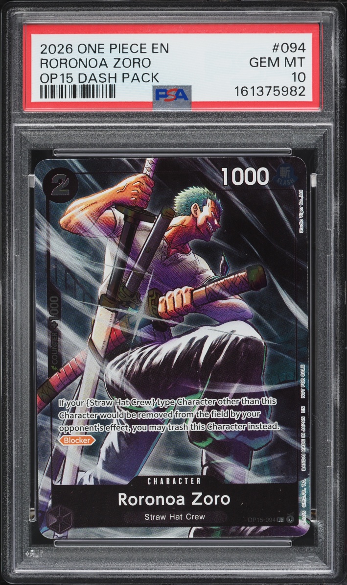 2026 One Piece Adventure On KAMI's Island Dash Pack Roronoa Zoro #OP15-094 PSA 10 GEM MINT