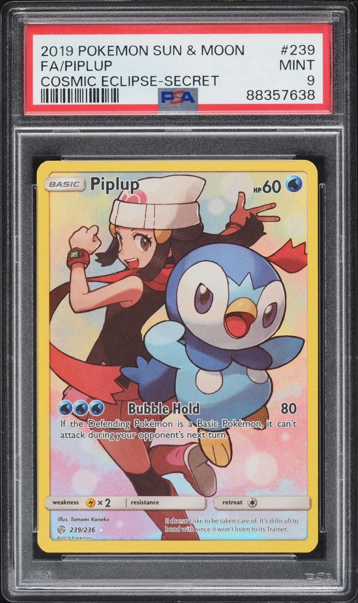 2019 Pokemon Sun & Moon Cosmic Eclipse CHR Piplup #239 PSA 9 MINT