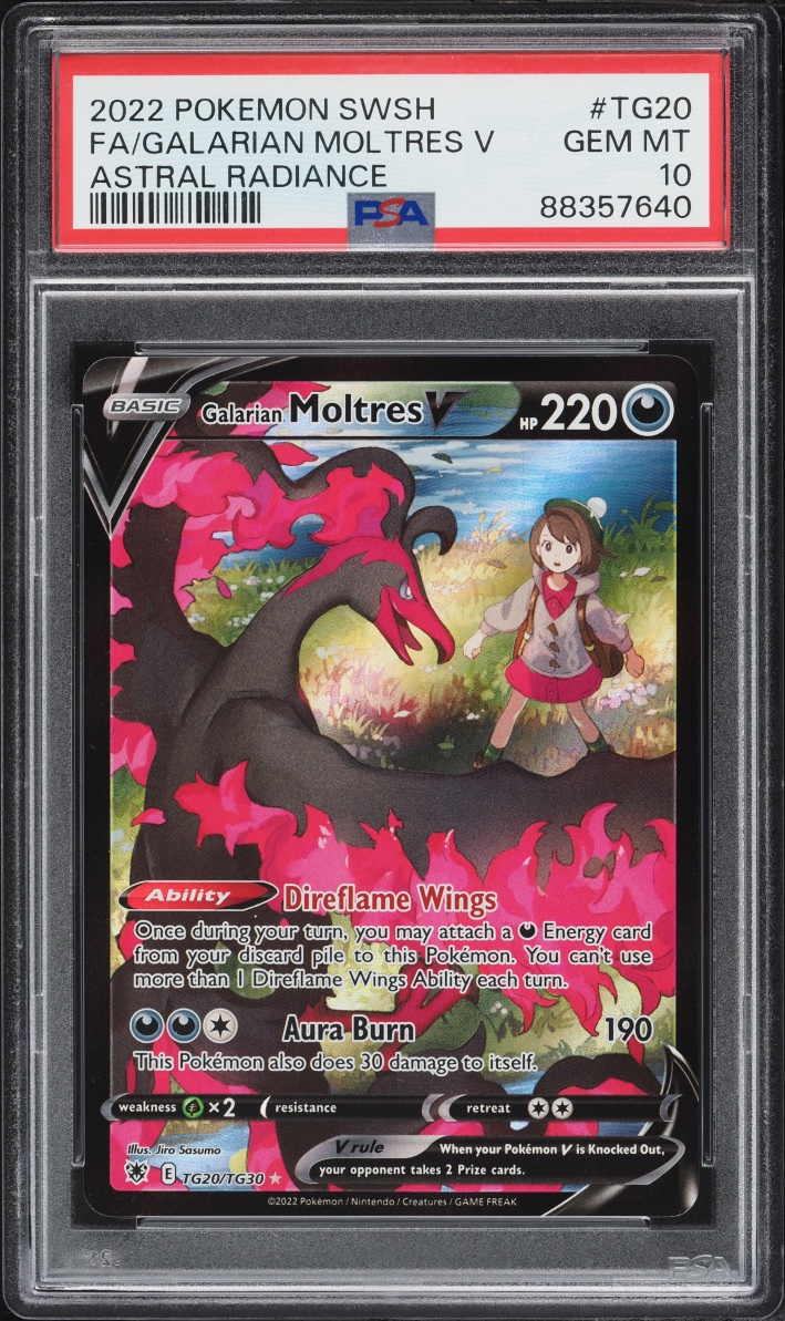 2022 Pokemon Sword & Shield Astral Radiance CHR Galarian Moltres V #TG20 PSA 10 GEM MINT