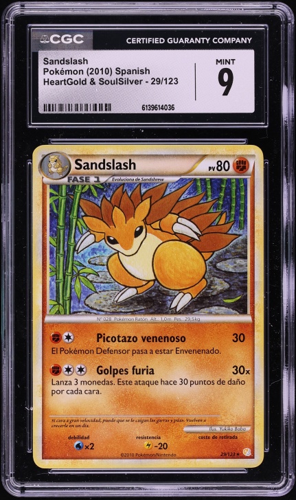 2010 Pokemon Spanish Heartgold & Soulsilver Sandslash #29 CGC 9 MINT